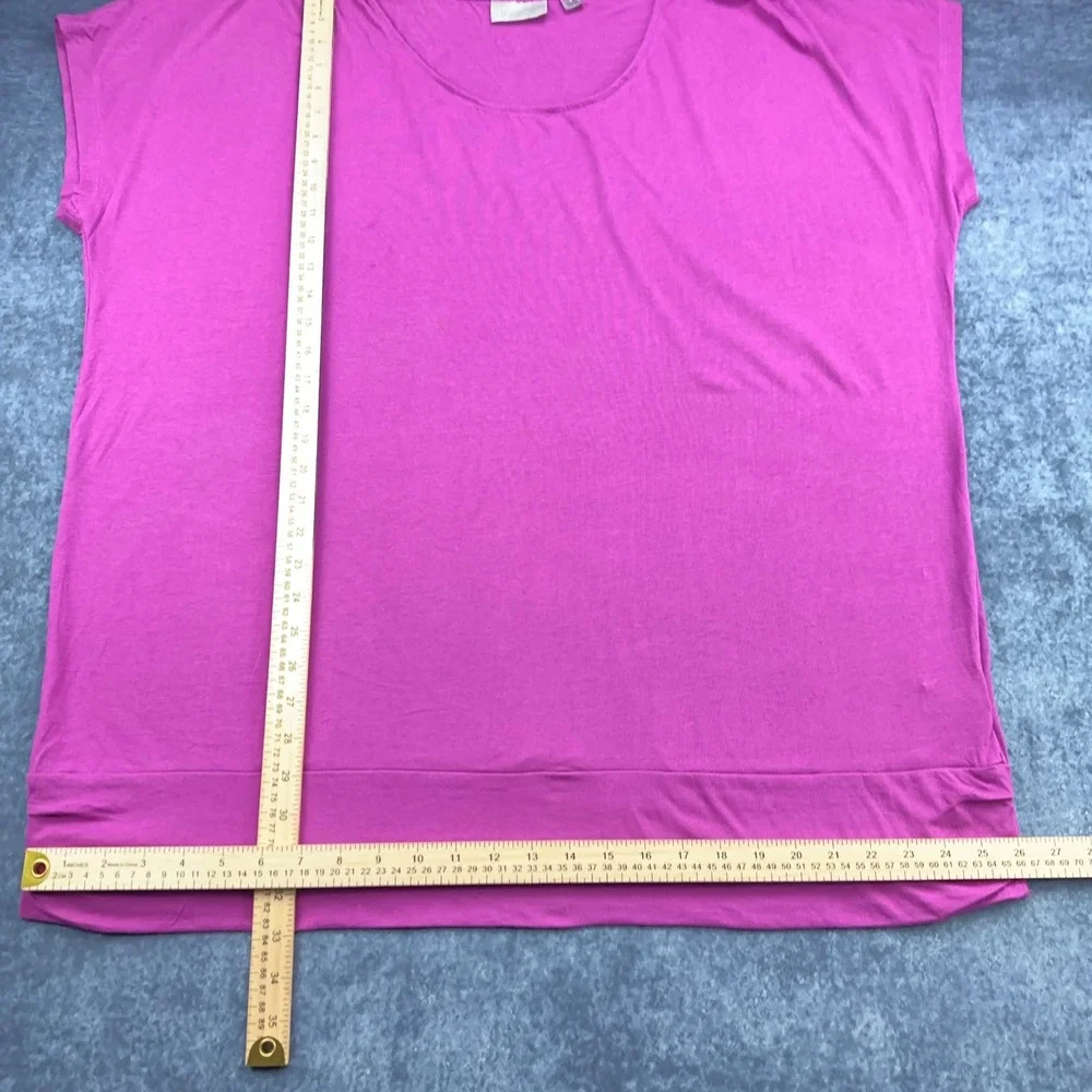 Avenue Plus Size 22/24 Magenta Pink Ruched Banded Hem Scoop Neck Knit Top Blouse - Picture 6 of 8